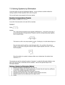 7.3 Solving Systems by Elimination