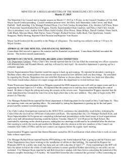 MINUTES OF A REGULAR MEETING OF THE MARCELINE CITY