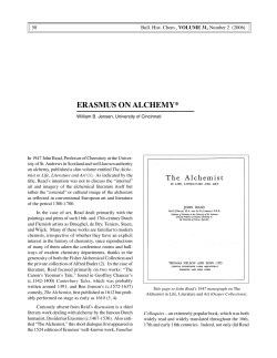 erasmus on alchemy - School of Chemical Sciences