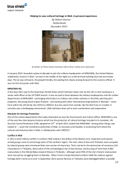 expert network Helping to save cultural heritage in Mali. A personal