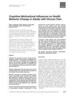 Cognitive-Motivational Influences on Health Behavior Change in
