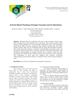 Activity-Based Teaching of Integer Concepts and its