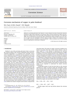 Corrosion mechanism of copper in palm biodiesel