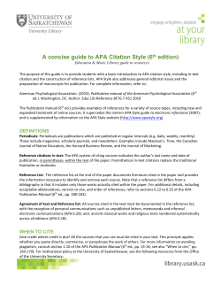APA Concise Guide - University of Saskatchewan Library