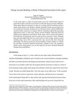 Charge Account Banking: A Study of Financial