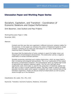 Discussion Paper and Working Paper Series Socialism, Capitalism