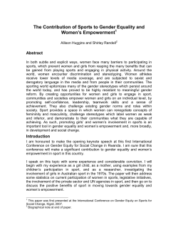 The Contribution of Sports to Gender Equality and Women`s