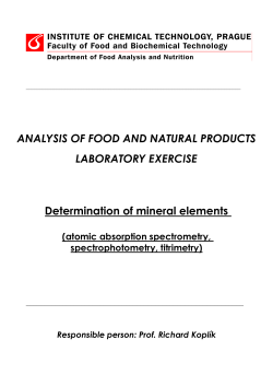 ANALYSIS OF FOOD AND NATURAL PRODUCTS LABORATORY