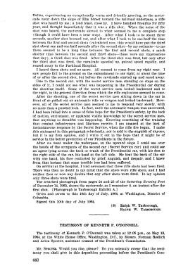 Warren Commission, Volume VII: Kenneth P. O`Donnell