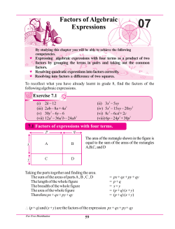 Factors of Algebraic Expressions - e