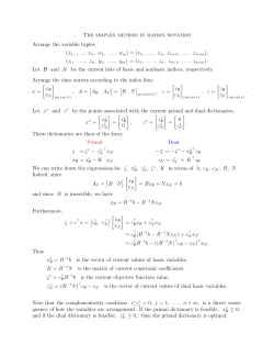 The simplex method in matrix notation Arrange the variable tuples