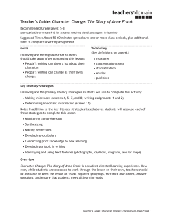 Teacher`s Guide: Character Change: The Diary of Anne Frank