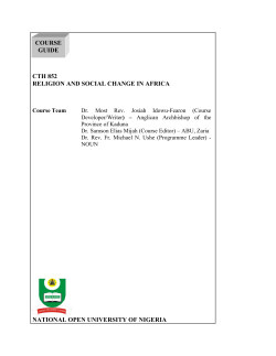 CTH852 - National Open University of Nigeria