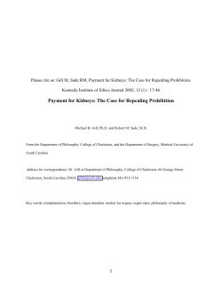 Payment for Kidneys: The Case for Repealing Prohibition