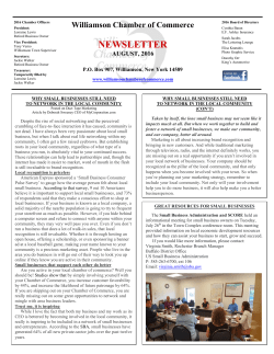 NEWSLETTER - Williamson Chamber of Commerce
