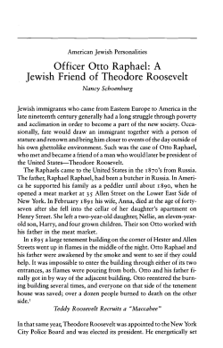 Officer Otto Raphael: A Jewish Friend of Theodore Roosevelt