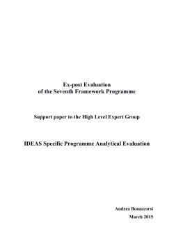 Ex-post Evaluation of the Seventh Framework Programme IDEAS