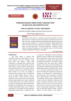 symbolism in blake`s animal poems &ldquo;lamb and tyger&rdquo; an