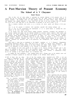 A Post-Marxian Theory of Peasant Economy