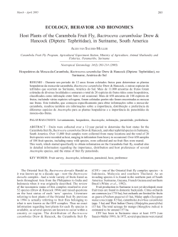 Host Plants of the Carambola Fruit Fly, Bactrocera carambolae Drew