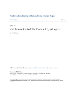 State Immunity And The Promise Of Jus Cogens
