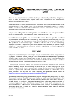 NZ Summer Equipment Notes - American Alpine Institute