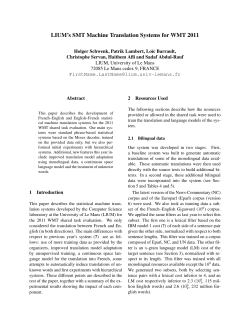 LIUM`s SMT Machine Translation Systems for WMT 2011