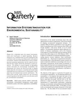 information systems innovation for environmental sustainability