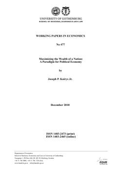 Maximizing the Wealth of a Nation: A Paradigm for Political