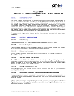 Chapter 273H Cleared OTC U.S. Dollar/ Colombian Peso (USD