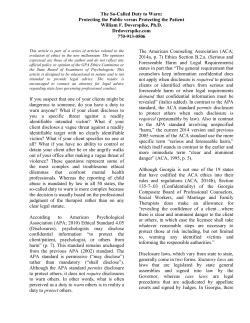 Duty to Protect/Warn - Dr. William Doverspike