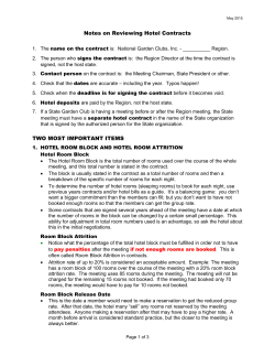 Notes on Reviewing Hotel Contracts TWO MOST IMPORTANT ITEMS