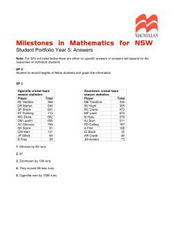 Milestones in Mathematics for NSW