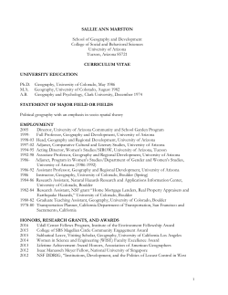 Marston CV June 2016 - School of Geography and Development