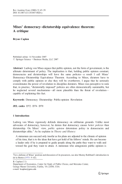 Mises` democracy&ndash;dictatorship equivalence theorem: A critique