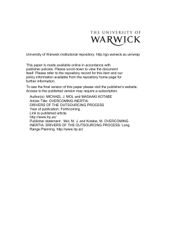 Drivers of the outsourcing process - Warwick WRAP