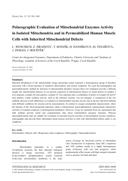 Polarographic Evaluation of Mitochondrial Enzymes