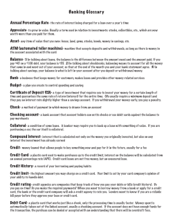 Banking Glossary