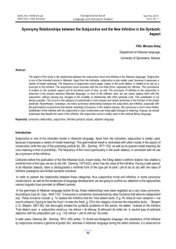 Synonymy Relationships between the Subjunctive and the New