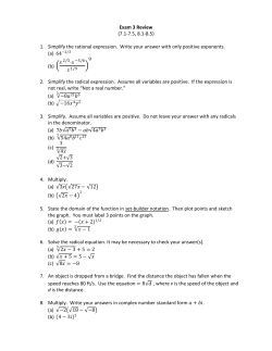 Exam 3 Review (7.1-7.5, 8.1-8.5) 1. Simplify the rational expression