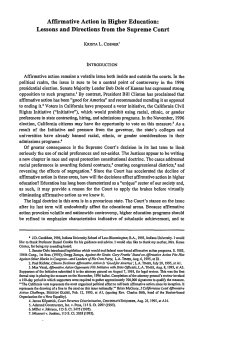 Affirmative Action in Higher Education