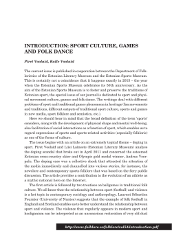 INTRODUCTION: SPORT CULTURE, GAMES AND FOLK DANCE