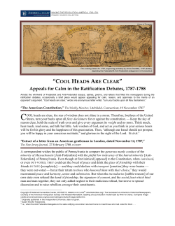 Appeals for calm in the ratification debates, 1787