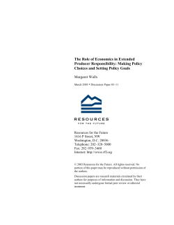 The Role of Economics in Extended Producer Responsibility