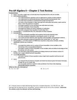 Pre-AP Algebra II &ndash; Chapter 2 Test Review