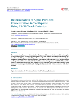 Determination of Alpha Particles Concentration in Toothpaste Using
