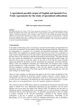 A specialized parallel corpus of English and Spanish Free Trade