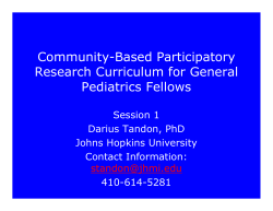 Community-Based Participatory Research Curriculum for General