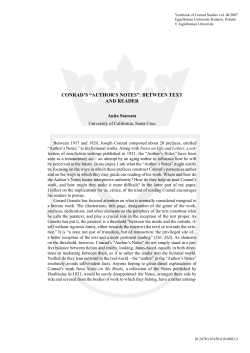 CONRAD`S &ldquo;AUTHOR`S NOTES&rdquo;: BETWEEN TEXT AND READER