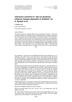 Interactive comment on &ldquo;Sea ice dynamics influence halogen